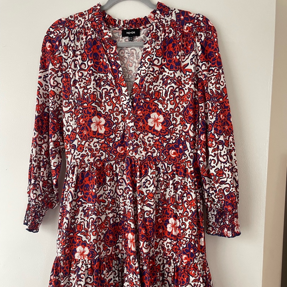 ME+EM Red and Purple Floral Dress